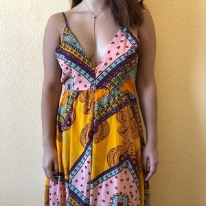 Bohemian patterned plunge summer dress
